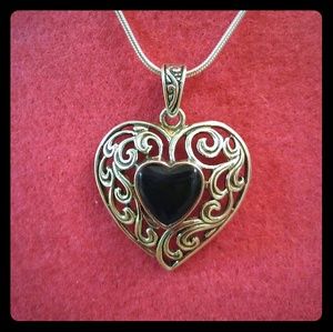 925 Sterling Silver Filigree Heart Necklace